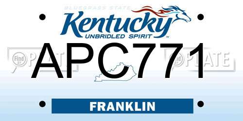 APC771 Kentucky License Plate