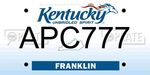 APC777 Kentucky License Plate