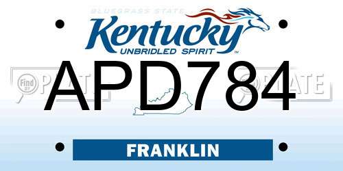 APD784 Kentucky License Plate