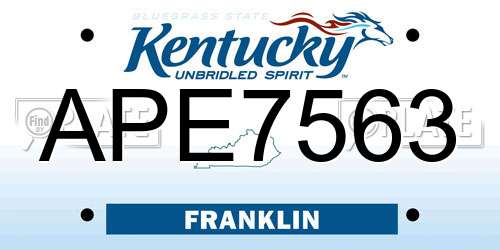 APE7563 Kentucky License Plate