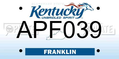 APF039 Kentucky License Plate
