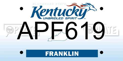 APF619 Kentucky License Plate