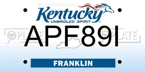 APF89I Kentucky License Plate