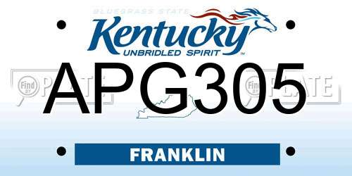 APG305 Kentucky License Plate