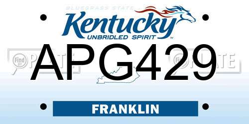 APG429 Kentucky License Plate