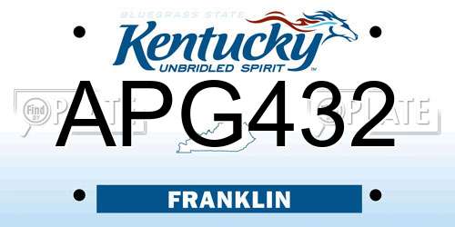 APG432 Kentucky License Plate