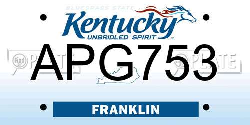 APG753 Kentucky License Plate
