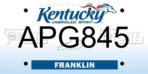 APG845 Kentucky License Plate