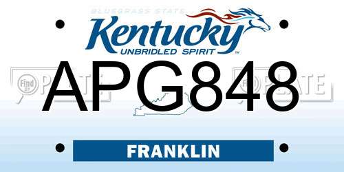 APG848 Kentucky License Plate