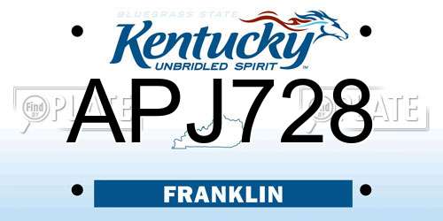 APJ728 Kentucky License Plate