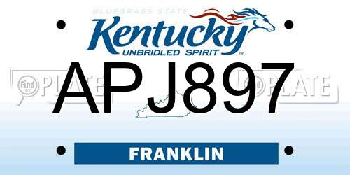 APJ897 Kentucky License Plate