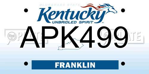 APK499 Kentucky License Plate