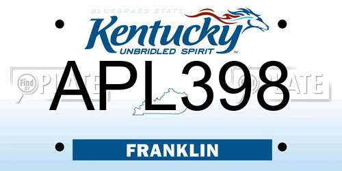 APL398 Kentucky License Plate