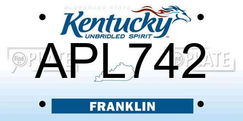 APL742 Kentucky License Plate