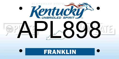 APL898 Kentucky License Plate