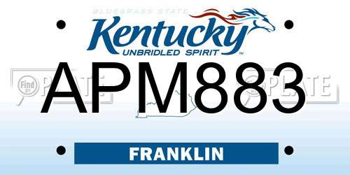 APM883 Kentucky License Plate