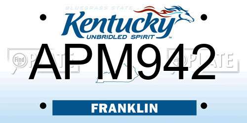 APM942 Kentucky License Plate