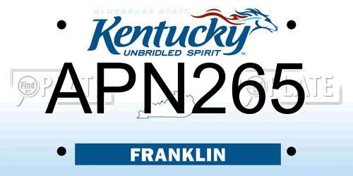 APN265 Kentucky License Plate
