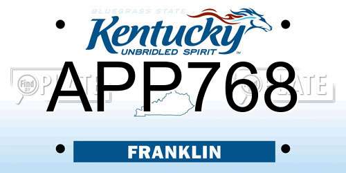 APP768 Kentucky License Plate