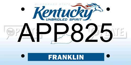 APP825 Kentucky License Plate