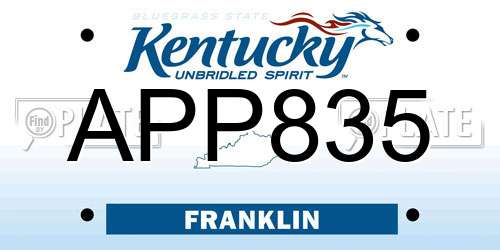 APP835 Kentucky License Plate