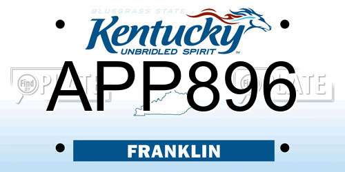 APP896 Kentucky License Plate