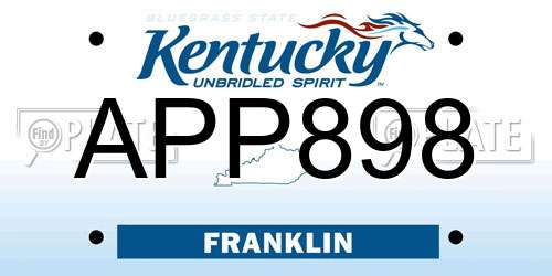 APP898 Kentucky License Plate
