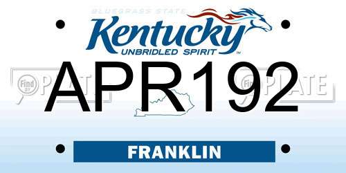 APR192 Kentucky License Plate