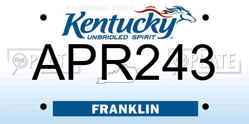 APR243 Kentucky License Plate