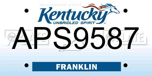 APS9587 Kentucky License Plate