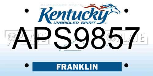 APS9857 Kentucky License Plate
