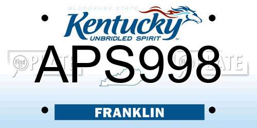 APS998 Kentucky License Plate