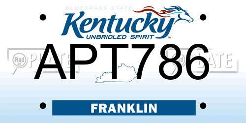 APT786 Kentucky License Plate