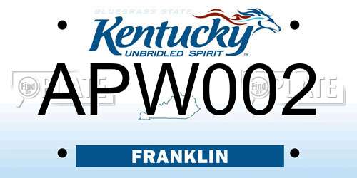 APW002 Kentucky License Plate