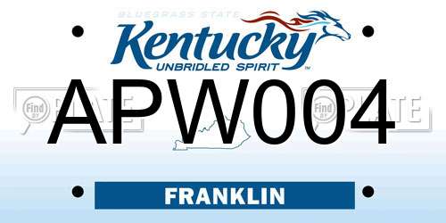 APW004 Kentucky License Plate