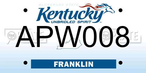 APW008 Kentucky License Plate
