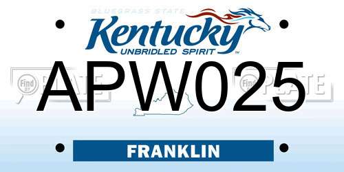 APW025 Kentucky License Plate
