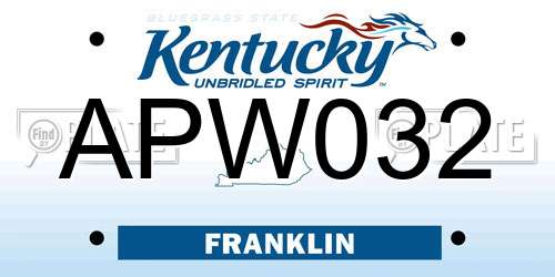 APW032 Kentucky License Plate