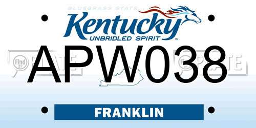 APW038 Kentucky License Plate