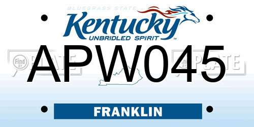 APW045 Kentucky License Plate