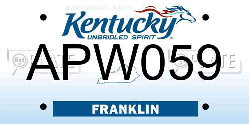 APW059 Kentucky License Plate