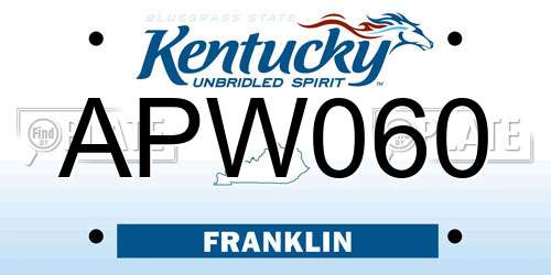 APW060 Kentucky License Plate