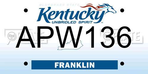 APW136 Kentucky License Plate
