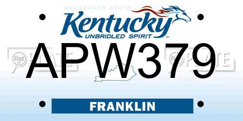 APW379 Kentucky License Plate