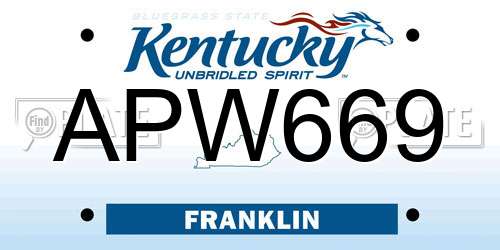 APW669 Kentucky License Plate