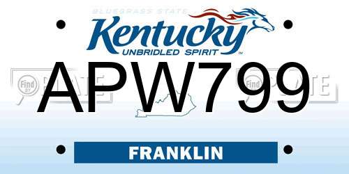 APW799 Kentucky License Plate