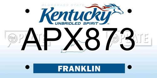 APX873 Kentucky License Plate
