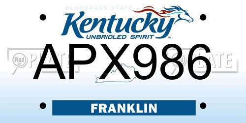 APX986 Kentucky License Plate
