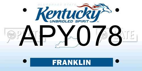 APY078 Kentucky License Plate