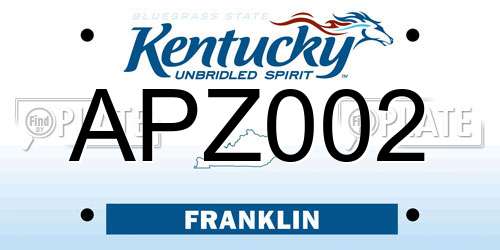 APZ002 Kentucky License Plate